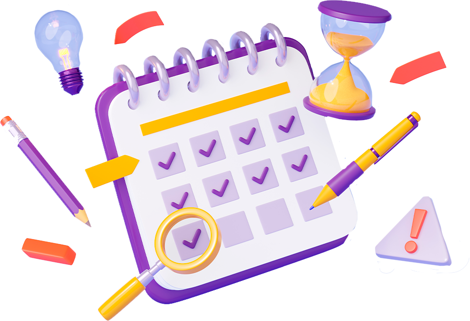 3d-render-calendar-data-checklist-with-pencil